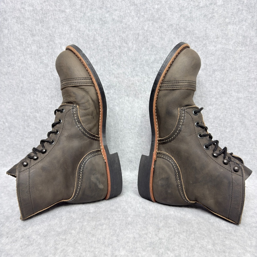 Red Wing Iron Ranger 8086 Mens 7.5 Cap Toe Boots Charcoal Rough & Tough Leather - Picture 7 of 10